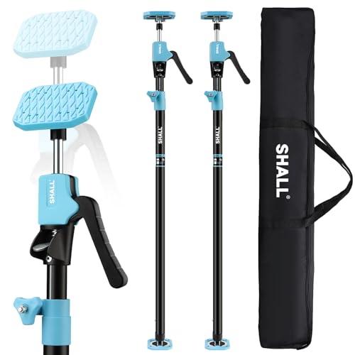 SHALL 2 Pcs Adjustable 137-290cm Plasterboard Support Props Third Hand Tool Support System 70kg Capacity per Prop for Wall/Ceiling/Cabinet Installation Anti-Slip Rotating Pad