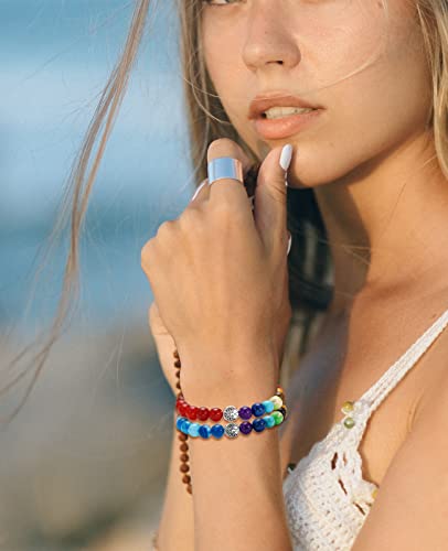 BOMAIL 10Pcs Tree of Life Healing Crystals Bracelet - 7 Chakra Semi Precious Stones Beaded Bracelets Yoga Stress Relief Reiki Stretch Bracelets for Women Men4