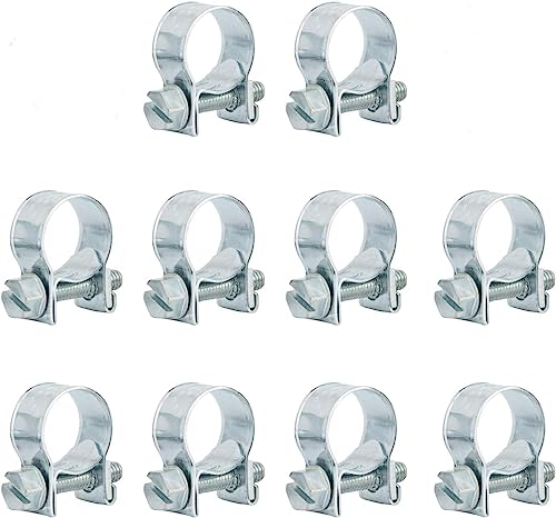 TWAITU 10 mini abrazaderas de manguera chapadas en zinc eficientes y duraderas, tamaño de 12-14 mm, adecuadas para sistemas de inyección de combustible, líneas hidráulicas y más