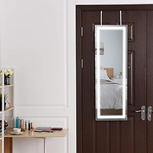 Giantex-Jewelry-Cabinet-Box-Armoire-Door-Wall-Mount-Lockable-Touch-Screen-Light-Built-in-Zipper-Pocket-Inside-Makeup-Mirrored-Storage-Jewelry-Box-Armoires-with-Lipstick-Holder-White