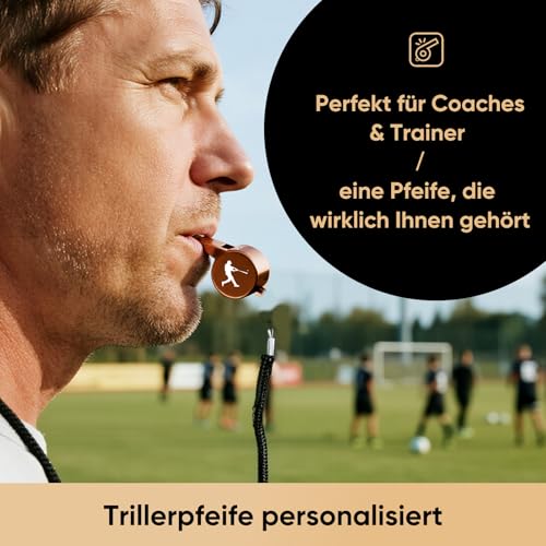 Trillerpfeife Personalisiert aus Edelstahl mit Wunschgravur & Schlüsselband, Schiedsrichter Pfeifen Laut Notfall mit Namen, Personalisierte Geschenke für Fußball Sport, Trainer, Schiedsrichter, Lehrer