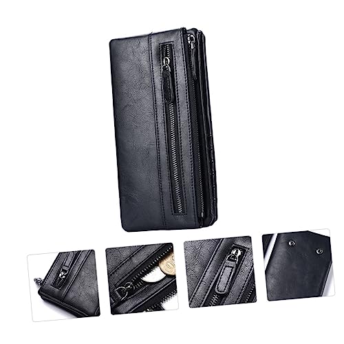 Men Chic Purse Men Cards Wallet Sturdy Zipper Wallet Large Capacity Black Soft Leather4