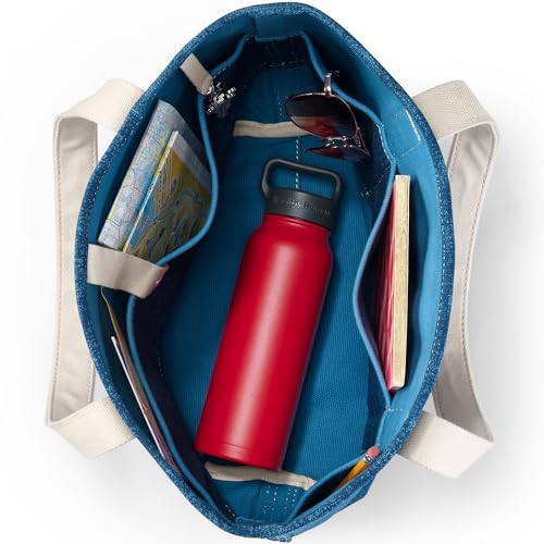 Image of Lands' End Solid Open Top Canvas Tote Denim Blue Medium Regular Handle