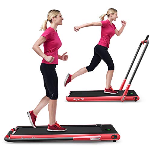 Image of GYMAX Walking Pad, 2 in 1 Free Installation Under Desk Treadmill with Smart App, Remote Control & LED Display, 2.25HP Foldable Portable Compact Running Machine for Small Spaces Home Office