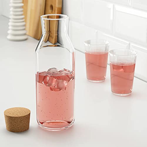 Image of IKEA 365+ Clear Glass Carafe with Cork Stopper, 34 oz (1L) - 2 Pack