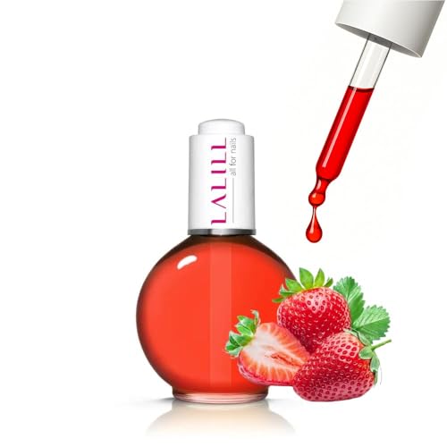LALILL Aceite de Cuticulas y Uñas 75 ml - Vegano Cuidado con Aceite de Almendras Dulces y Melocotón - Tratamiento Reparador y Fortalecedor Con Pipeta - Aroma Fresa - Uso Profesional y Doméstico