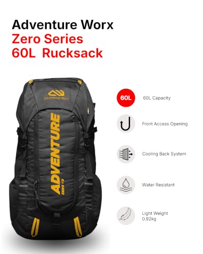 Image of Zero 60L Rucksack for Men and Women | Ideal for Multiday Hiking, Trekking, Camping & Travel - Black