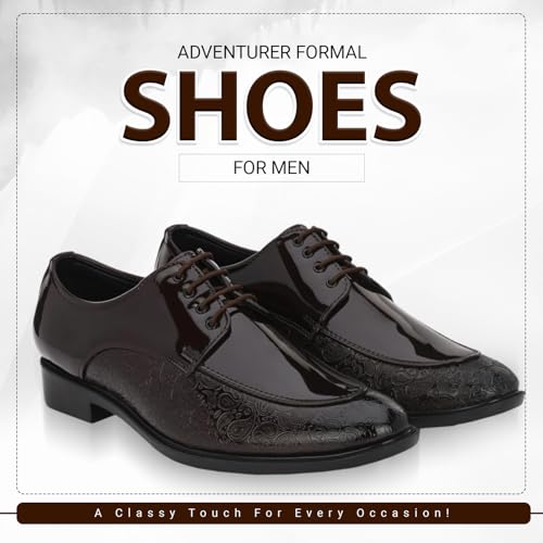 Image of STANPHORD Men Formal Derby Shoes | Textured Patent Leather Lace-Up | Cushioned Insole | Office Business Lightweight Dress Shoes (TPAL 7222)