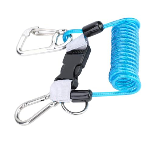UPALDHOU Diving Coil Safety Lanyard Keep Diving Emergency Tool for Underwater Photography Quick Release Buckle, Great for Diving, Stainless Steel Clips (#1)