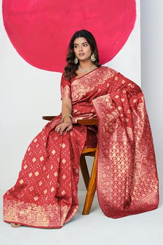 Image of MIRCHI FASHION Women Saree | Banarasi Silk Woven Design Daily Regular Use Sari with Blouse