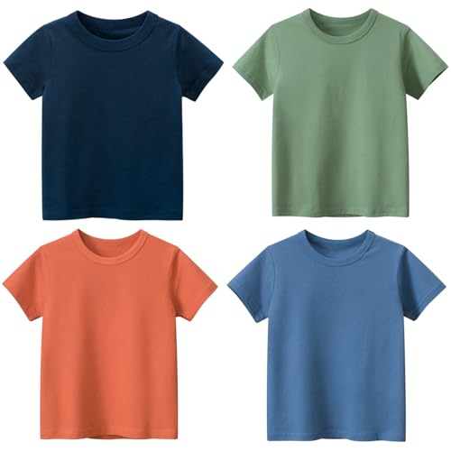 4-Pack Toddler Boys T-Shirts Solid Color Short Sleeve Tees Summer Crewneck Tops