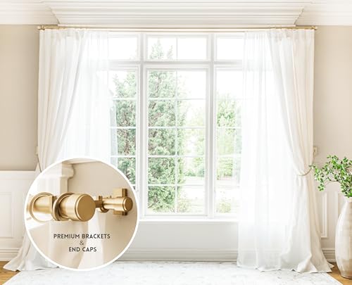BlastHome® Non-Adjustable Luxury Extra Long Double Curtain Rod, 1 ¼” Premium Rod Set, 13 foot Custom Fixed Length (Three Rods Connect on Both Front & Back for a Seamless Look), Brushed Gold by BLASTHOME - Image 2