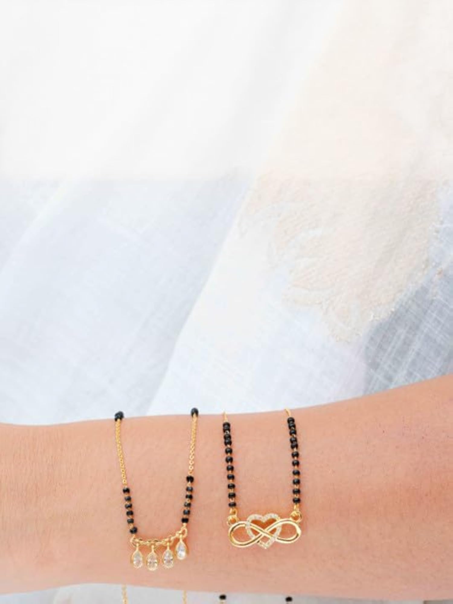 Pack of 2 Infinity Mangalsutra with Plated Artificial Stones