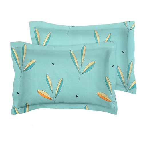 Image of BSB HOME 180 TC Premium Cotton Pillow Covers | Regular Pillow Cases | Set of 2 Pieces Pillow Covers only King Size (Blue White, 20 x 30 Inches)
