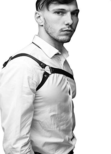 Punk Harajuku Men's Black Leather Body Chain Chest Harness Cage Belt Adjustable Buckle Straps ClubWear Costume4