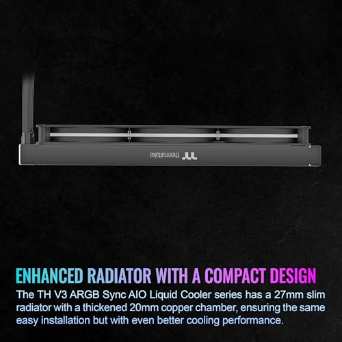 Image of Thermaltake TH360 V3 ARGB CPU Liquid Cooler; Intel /AMD; 1x360mm 500~2500rpm Single Frame ARGB Fan; 360mm Radiator; ARGB Infinity Mirror; Rotatable Pump Head; Black; CL-W466-PL12SW-A