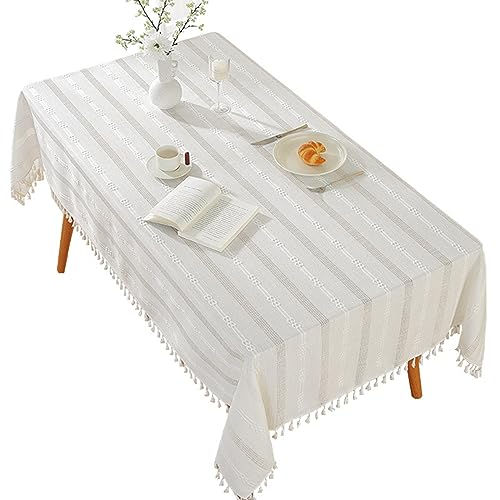 Nappe de table anti-tache blanche 140x240 lavable et imperméable