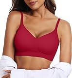 OEAK Womens Wireless Jelly Bras Comfortable Push Up Bra No Underwire Gel Bra Full Support Lift Everyday Seamless Tshirt Bras Wine Red XL