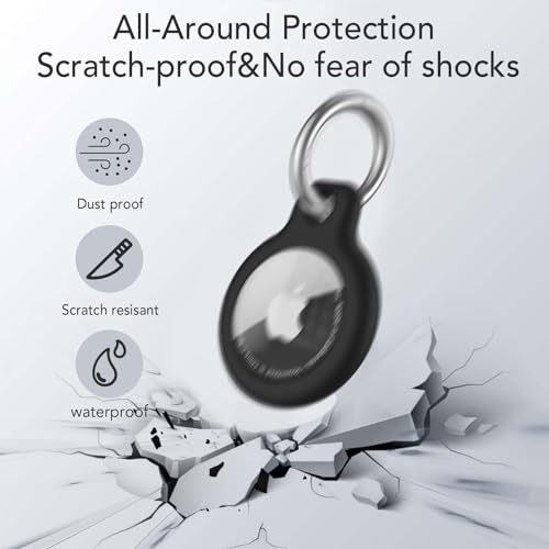 SPGUARD Air Tag Holder 4 Pack, Airtag Keychain Holder,Waterproof Shockproof & Dustproof Airtags Mental Key Chain Ring, Airtag Accessories for Item Finders Case for Pets,Kids,Luggages,Key