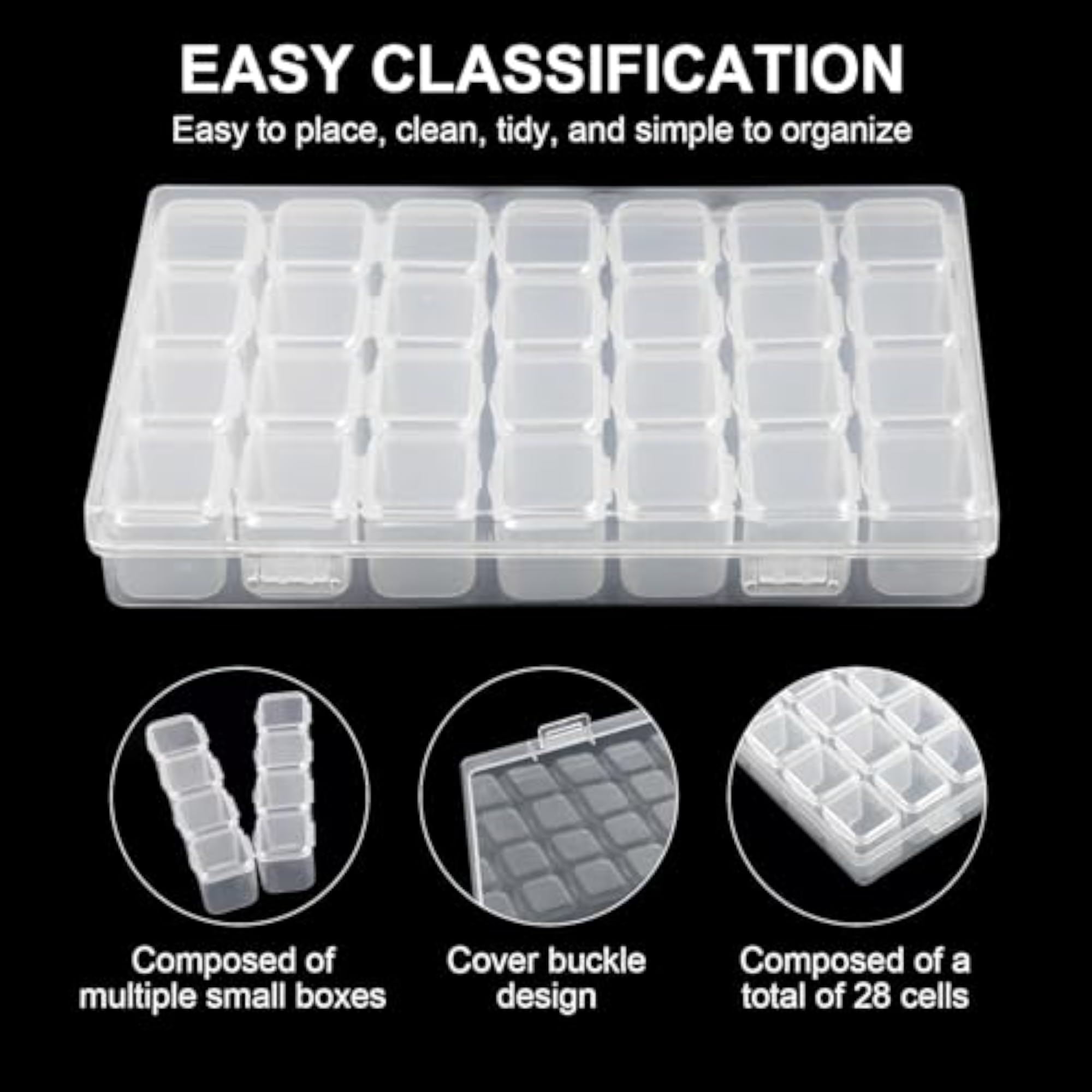 3Pcs Diamond Embroidery Box, Clear Bead Plastic Storage Containers