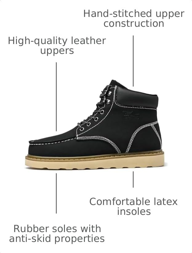 Image of MENS Work Boot High-tops Slip Resistant Protective Leather Shoes Outdoor Sports Fluffing Warm Shoes In Winter Cotton-padded Shose.