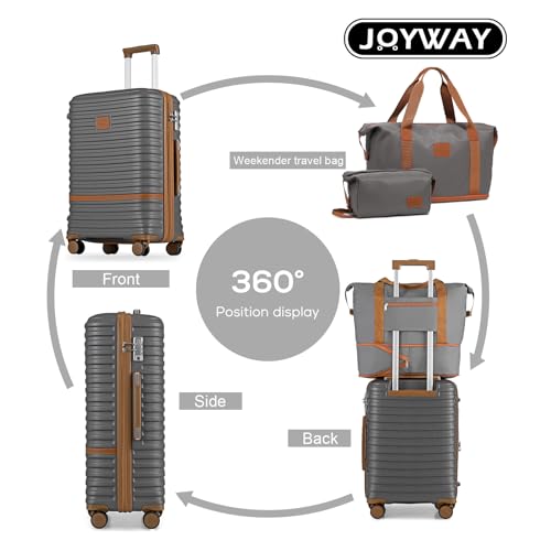 Image of Joyway 28 Inch Large Luggage Hardside Suitcase with Spinner Wheel, Lightweight 3 Piece Suitcase Set with TSA Lock(Grey)