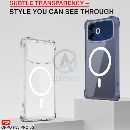 Image of AESTMO Clear Back Cover for Oppo F33 Pro 5G | 360 Protection | Transparent Back Cover for Oppo F33 Pro 5G (PC + TPU, Compatible with MagSafe Accessories, Transparent Bumper)