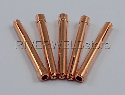 Image of RIVERWELD TIG Torch Collets 10N21 0.020 inch & 0.5mm Consumables 10pcs | for QQ300 PTA DB SR WP 17 18 26 TIG Welding Torch Accessories