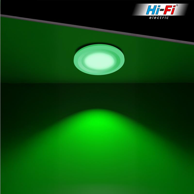 Image of elleys' Zain 6 Watt Junction Box Led Ceiling Light| Cut Out- 75 mm|BIS Certified| Green Color Ceiling Light for Hall,Room,Office | Led Downlighter Colour (Green) Pack of 6