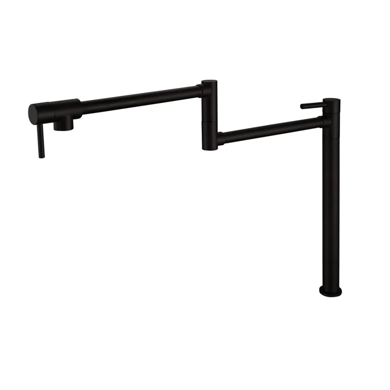Ewsdsfs Matt Black Solid Brass Deck Mounted Double-Jointed Pot Filler Kitchen Sink Faucet Cold Water Only Tap(Matt Black)