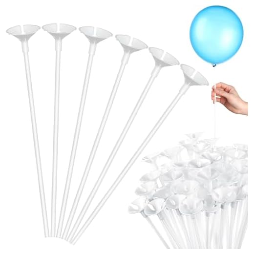 Alethron 20 Stück Luftballon Stäbe, 32cm Ballonständer Weiß, Luftballonstäbe mit Halterung Kunststoff, Wiederverwendbar Ballonstäbe Stäbe Halter für Hochzeit Geburtstag Feiertage Party Dekoration