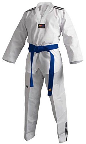 Adidas Dobok de Taekwondo Adi-Club à col noir, Mixte, TCB02, Blanc - blanc, 170