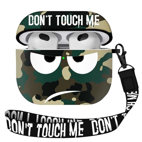 Image of for Airpods 3 Case 2021, Don't Touch Me for Airpods Cover with Keychain /Lanyard Soft Cute Shockproof Cover for Women Men Compatible with for Airpods 3 Charging Case,Green