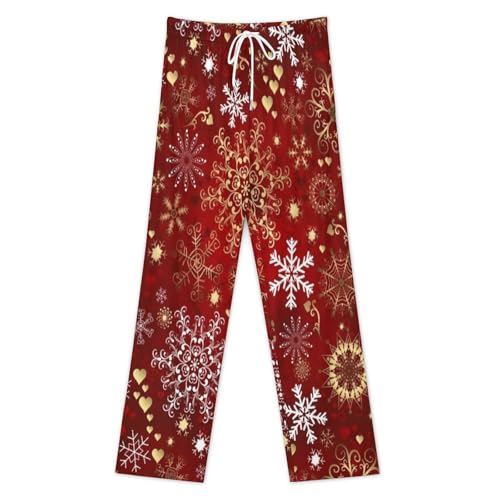 Bagea-Ka Winter Red Sparkle Christmas Pattern Mens Pajama Pants Lounge Sleep Long Pants with Pocket Loungewear3