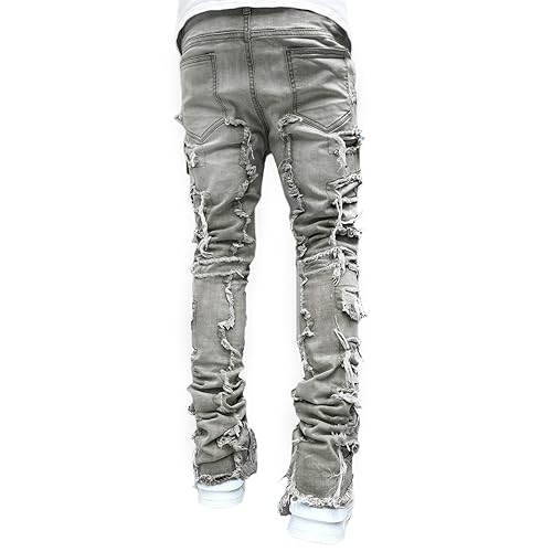 lisenraIn Men Ripped Jeans Slim Fit Distressed Denim Pants Fashion Hip Hop Skinny Patchwork Jeans Streetwear Trousers2