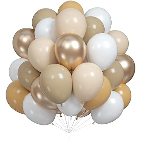 Apricot Balloons Set, 60PCS Apricot Gold White Balloons, 12Inch Apricot Nude Latex Balloon Metallic Champagne Gold Double-Stuffed Party Balloons for Wedding Baby Shower Engagement Birthday Decoration Cover