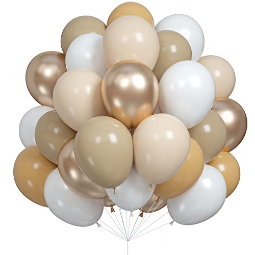 Image of Apricot Balloons Set, 60PCS Apricot Gold White Balloons, 12Inch Apricot Nude Latex Balloon Metallic Champagne Gold Double-Stuffed Party Balloons for Wedding Baby Shower Engagement Birthday Decoration