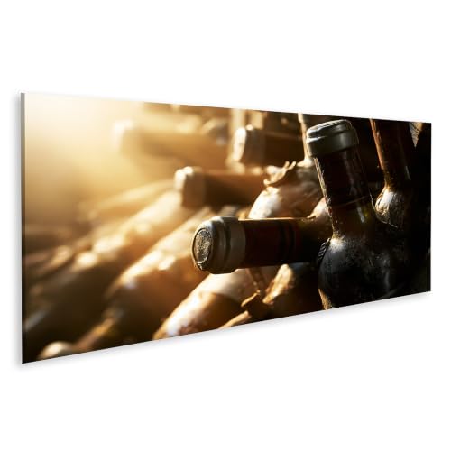 Tableau sur toile bouteilles de vin nostalgiques panorama format paysage
