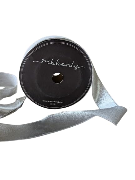 Ribbonly Gloss Satin Ribbon Silver Bell 25mm x 15m