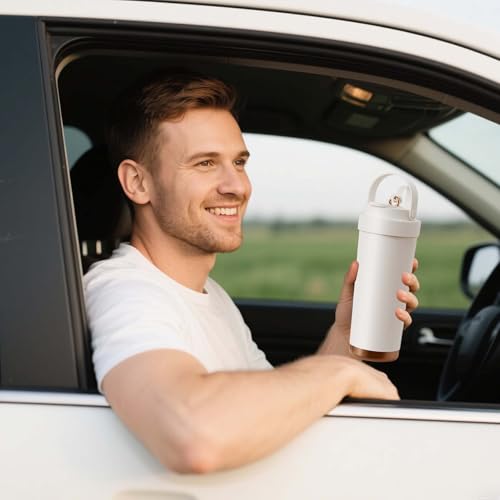 Vaso de agua con popote de 750 ml, taza de viaje para coche 5