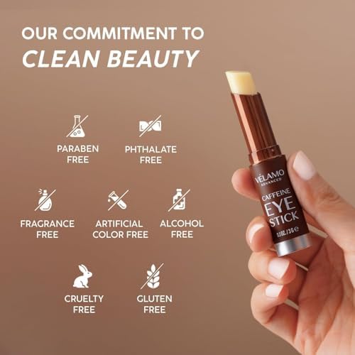 VELAMO ADVANCED Caffeine Eye Stick: Energizing & Hydrating Under Eye Balm for Dark Circles & Puffiness - Travel Essentials, Portable & Perfect for On-the-go Use, 0.1 OZ/3g - 3