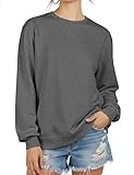 ZENUTA Sweatshirt for Women Long Sleeve Crewneck Womens Sweatshirt Pullover Long Sweatshirts for Women Tunic Top Loose Fit Grey