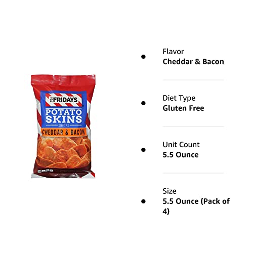 Tgi Fridays Potato Skins Snack Chips- 5.5 Oz. Bags (Cheddar & Bacon, 4 Bags) #TOP1