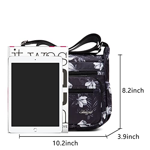 Image of Nylon Floral Multi-Pocket Crossbody Purse Bags for Women Travel Shoulder Bag