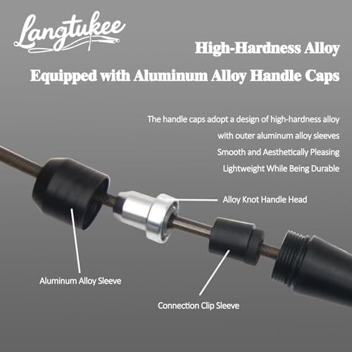 LANGETUKEE Speed Jump Rope - Professional Aluminum Alloy Skipping Rope with 360° Bearings - Adjustable 4mm Steel Cable for Double Unders, Boxing, MMA, HIIT & Cardio Training - Anti-Slip Grip - Image 6