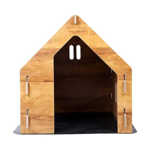 Image of Wooden Dog House, Durable Outdoor Pet Shelter for Small and Medium Dogs, Weather-Resistant Wooden Kennel with Elevated Floor and Sloped Roof for Home Garden (Big)