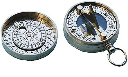 Stanley London Personalized Antique Brass Pocket Sundial Compass Engraved (No Personalization)