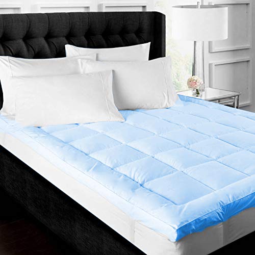 Texlux Super Soft 800 GSM Microfiber Bed Mattress Topper for Twin Size 48x75 Inch | All Season Comfortable Sleep 2 Inch Thick Mattresses Padding (Sky Blue, 4 X 6.25 Feet)