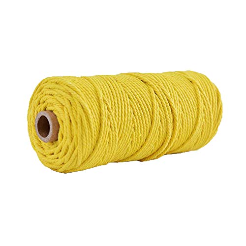 Natural Cotton Macrame Rope Lemon Craft Supplies Braided Cotton Rope for Macrame Wall Hanging,Plant Hanger,Dream Catcher,Bags,Mat,Pillow DIY Craft Making 4mm/100 Meters
