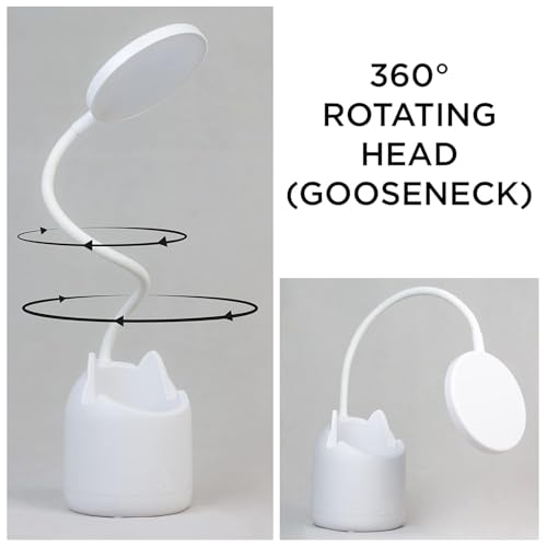 Image of COVACURE Table Desk Lamp Holder, 360 Flexible Rechargeable Led Desk Lamp with Pen & Phone Holder Portable Led Table Lamp for Study with Pen Stand Easy Touch Control Glare Free Lighting 3 Colour